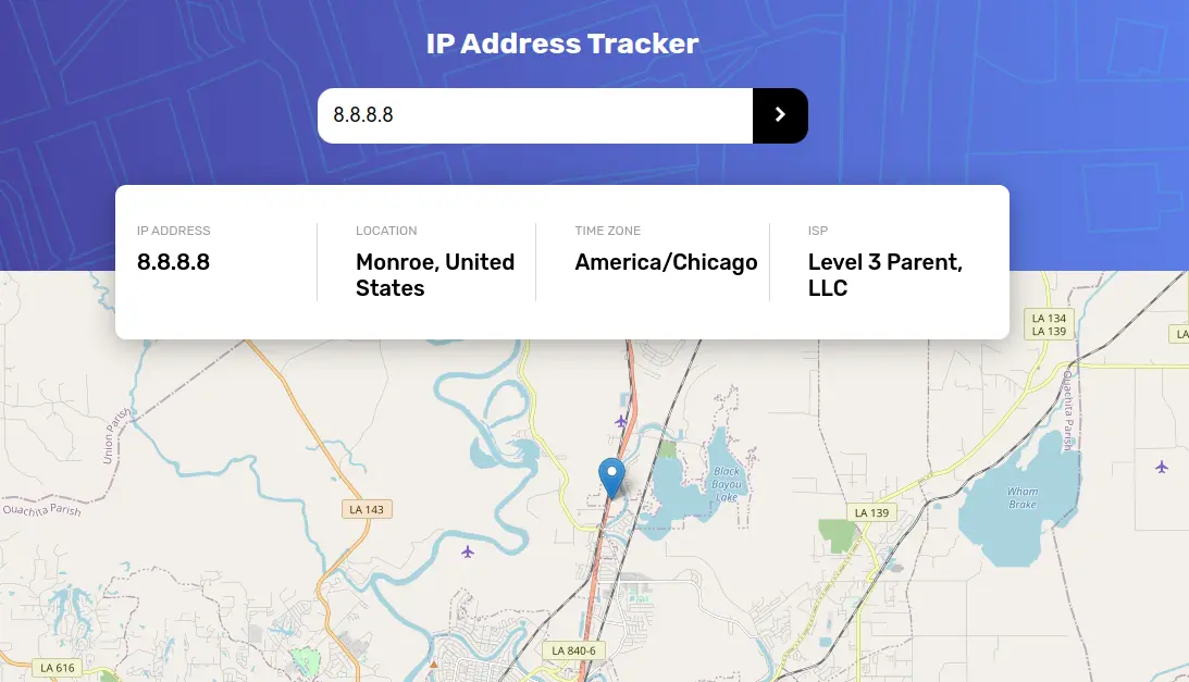 IP Address Tracker Project Screenshot